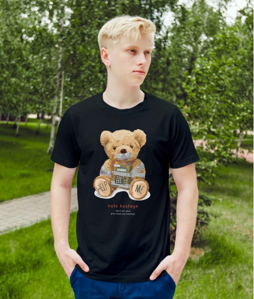Мъжка тениска с щампа Мечета Help me